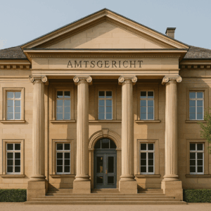 Amtsgericht mit klassizistischer Fassade und Säulen am Eingang