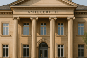 Amtsgericht mit klassizistischer Fassade und Säulen am Eingang