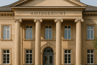 Amtsgericht mit klassizistischer Fassade und Säulen am Eingang