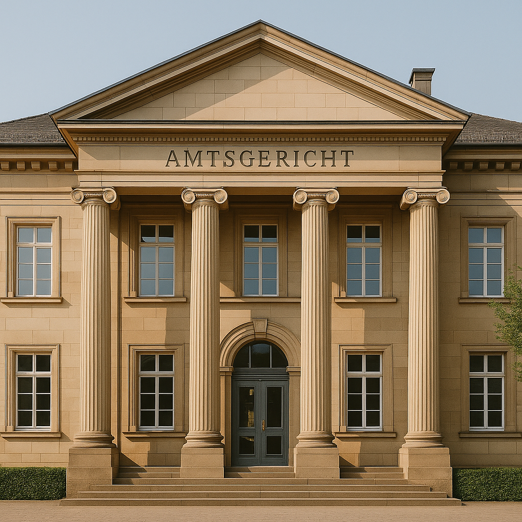 Amtsgericht mit klassizistischer Fassade und Säulen am Eingang