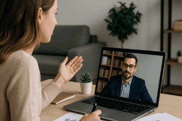 Eine junge Frau sitzt konzentriert am Schreibtisch und prüft ihre privaten Finanzen. Auf dem Tisch liegen Unterlagen, ein Notizbuch und ein Tablet mit Finanzdiagrammen.
