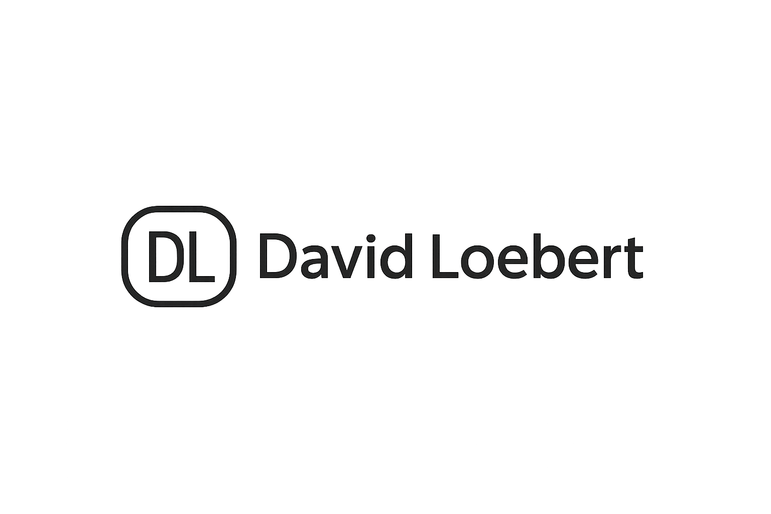 Logo von David Loebert mit modernem Monogramm DL in einem abgerundeten Quadrat und klarer Schrift neben dem Namen.
