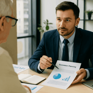Besprechung im Büro: Unternehmensberater analysieren Finanzunterlagen und Strategien