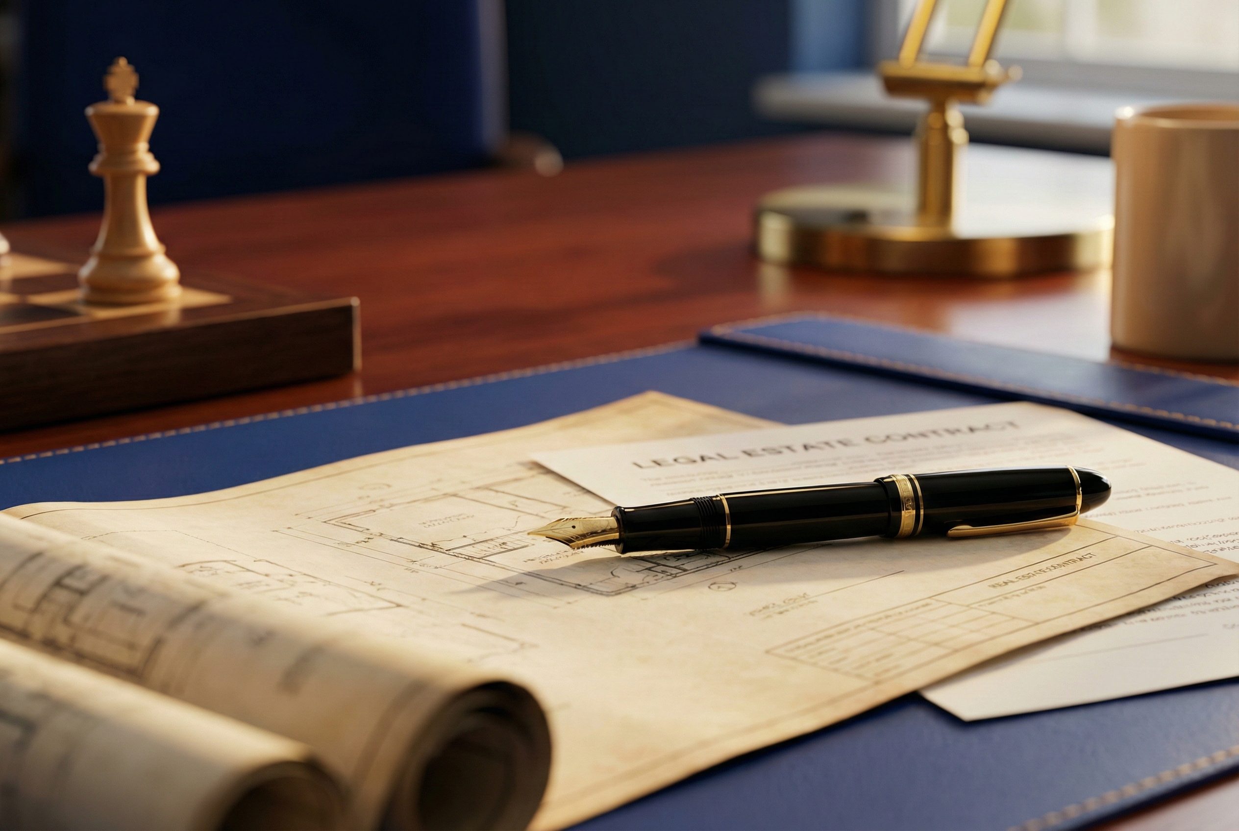 Strategischer Immobilienverkauf in Karlsruhe – Hände auf Bauplänen oder Vertragsunterlagen.